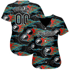 Maxcorners Personalized Text And Number Billiard Ball 8 3D Pattern Baseball Jersey Shirt