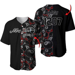 Maxcorners Personalized Text And Number Billiard Ball 8 3D Pattern Baseball Jersey Shirt For Magali