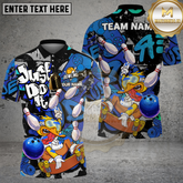 Maxcorners Bowling Skate Duck Urban Cartoon Action Multicolor Options Personalized Name, Team Name 3D Shirt (4 Colors)