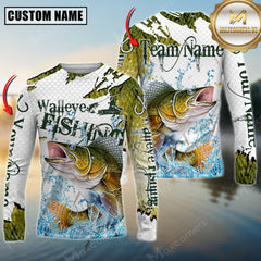 Maxcorners Walleye Fishing Big Catch Splash Personalized Name, Team Name 3D Long Sleeve Shirt