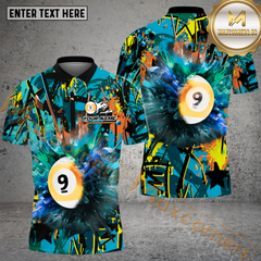Maxcorners Billiards 9 Ball Graffiti Explosion Paint Personalized Shirt (4 Colors)