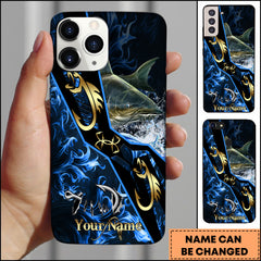Maxcorners Catfish Fishing Tribal Gold Blue Flame Personalized Name Phone Case
