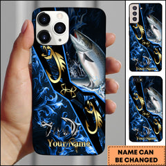Maxcorners Chinook Fishing Tribal Gold Blue Flame Personalized Name Phone Case