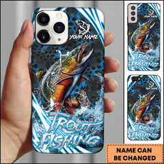 Maxcorners Trout Fishing Trout Sport Hexagon Pattern Dynamic Splash Personalized Name Phone Case