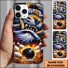 Maxcorners Bowling Tiger Strike Fire Explosion Art Personalized Name Phone Case