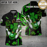 Maxcorners Bowling Shamrock Lucky Hat Strike Art Multicolor Options Personalized Name, Team Name 3D Shirt (4 Colors)