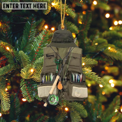 Maxcorners Personalized Fishing Vest Personalized Christmas Ornament For Xmas Tree Decor, Fishing Lovers Gifts, Xmas Gifts for Fisherman, Fishing Dad, Fishing Gift
