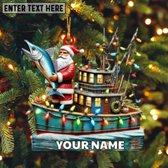 Maxcorners Fishing Santa Christmas Ornament, Personalized Holiday Decoration