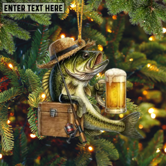 Maxcorners Custom Name Fishing Santa Ornament, Unique Christmas Fishing Gift