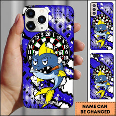 Maxcorners Cartoon Shark Dartboard Graffiti Personalized Name Phone Case