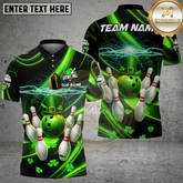Maxcorners Bowling Lightning Energy Strike Green Neon Multicolor Options Personalized Name, Team Name 3D Shirt (4 Colors)