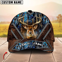 Maxcorners Deer Hunting Camouflage Antler Design Multicolor Options Personalized Name 3D Cap (6 Colors)