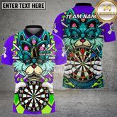 Maxcorners Monster Cat Darts Board Graphic Multicolor Options Personalized Name, Team Name 3D Shirt (4 Colors)