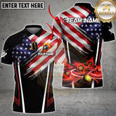 Maxcorners Billiards USA Flag Flaming Pool Balls Graphic Multicolor Options Personalized Name, Team Name 3D Shirt (4 Colors)