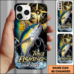 Maxcorners Tuna Fishing Jumping Tuna Compass Art Personalized Name Phone Case TU1601