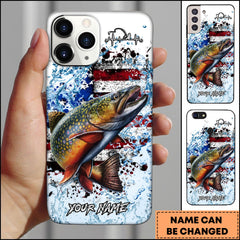 Maxcorners Trout Fishing Patriotic Splash Art Personalized Name Phone Case TU1601