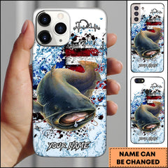 Maxcorners Catfish Fishing Patriotic Splash Art Personalized Name Phone Case TU1601