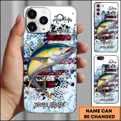 Maxcorners Tuna Fishing Patriotic Splash Art Personalized Name Phone Case TU1601