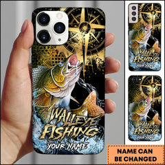 Maxcorners Walleye Fishing Jumping Walleye Compass Art Personalized Name Phone Case TU1601