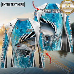 Maxcorners Saltwater Fishing Dynamic Water Splash Design Personalized Name, Team Name 3D Long Sleeve Shirt