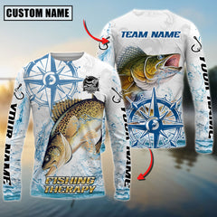 Maxcorners Freshwater Fishing Compass Navigation Style Personalized Name, Team Name 3D Long Sleeve Shirt