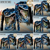 Maxcorners Freshwater Fishing Ocean Wave Predator Personalized Name, Team Name 3D Long Sleeve Shirt