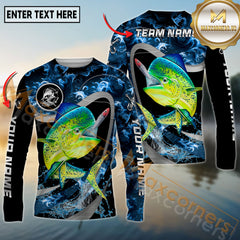 Maxcorners Saltwater Fishing Ocean Wave Predator Personalized Name, Team Name 3D Long Sleeve Shirt