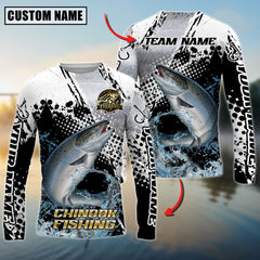 Maxcorners Saltwater Fishing Power Splash Design Personalized Name, Team Name 3D Long Sleeve Shirt