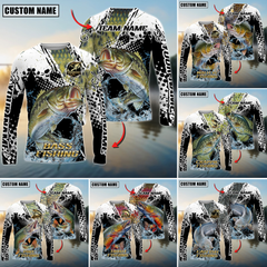 Maxcorners Freshwater Fishing Power Splash Design Personalized Name, Team Name 3D Long Sleeve Shirt