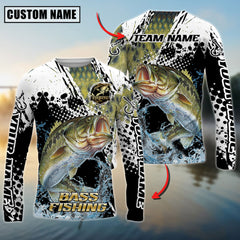 Maxcorners Freshwater Fishing Power Splash Design Personalized Name, Team Name 3D Long Sleeve Shirt
