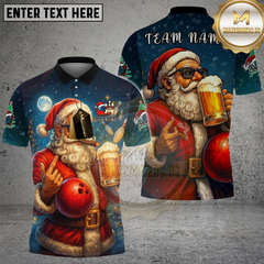 Maxcorners Santa Bowling Beer Mug Personalized Name, Team Name 3D Shirt
