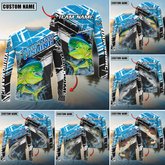 Maxcorners Saltwater Fishing Bold Graphic Splash Contrast Design Personalized Name, Team Name 3D Long Sleeve Shirt