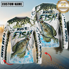 Maxcorners Sport Fishing Shirt Dynamic Crappie Jump Personalized Name, Team Name 3D Long Sleeve Shirt