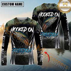 Maxcorners Fishing Shirt Patriotic American Flag Tuna Design Personalized Name, Team Name 3D Long Sleeve Shirt