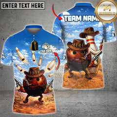 Maxcorners Bowling Cowboy Pin Western Action Art Personalized Name, Team Name 3D Shirt