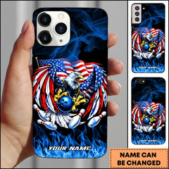 Maxcorners Bowling Eagle Blue Flame Energy Style Personalized Name Phone Case