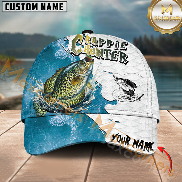 Maxcorners Crappie Hunter Fishing Graphic Splash Effect Personalized Name 3D Cap