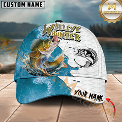 Maxcorners Walleye Hunter Fishing Graphic Splash Effect Personalized Name 3D Cap