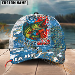 Maxcorners Pike Live Free Fish Hard Design Personalized Name 3D Cap