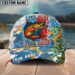 Maxcorners Trout Live Free Fish Hard Design Personalized Name 3D Cap