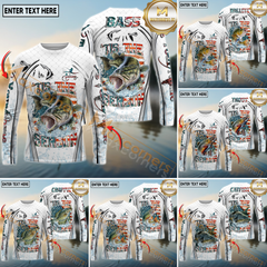 Maxcorners Freshwater Fishing Aggressive Splash Design Personalized Name, Team Name 3D Long Sleeve Shirt