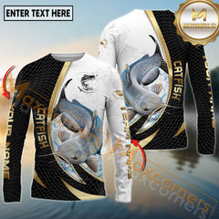 Maxcorners Freshwater Fishing Gold Black Dynamic Jump Personalized Name, Team Name 3D Long Sleeve Shirt