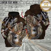 Maxcorners Deer Hunting American Flag Camo Leather Texture Multicolor Options Personalized Name, Team Name 3D Hoodie