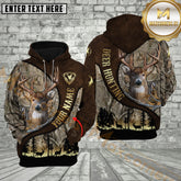 Maxcorners Deer Hunting Rustic Forest Camo Leather Belt Design Multicolor Options Personalized Name, Team Name 3D Hoodie