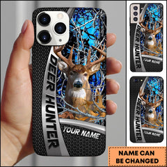 Maxcorners Buck Deer Hunter Camo Steel Style Personalized Name Phone Case (4 colors)