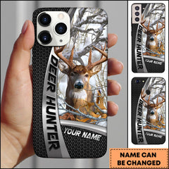 Maxcorners Buck Deer Hunter Camo Steel Style Personalized Name Phone Case (4 colors)