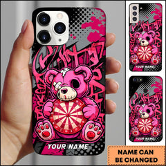 Maxcorners Darts Graffiti Teddy Bear Dartboard Premium Personalized Name Phone Case