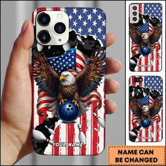 Maxcorners Patriotic Bowling Eagle American Flag Bowling Ball Personalized Name Phone Case