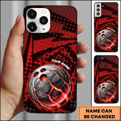 Maxcorners Red Crack Bowling Ball Abstract Power Design Personalized Name Phone Case