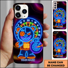 Maxcorners Neon Darts Street Bear Glow Art Personalized Name Phone Case